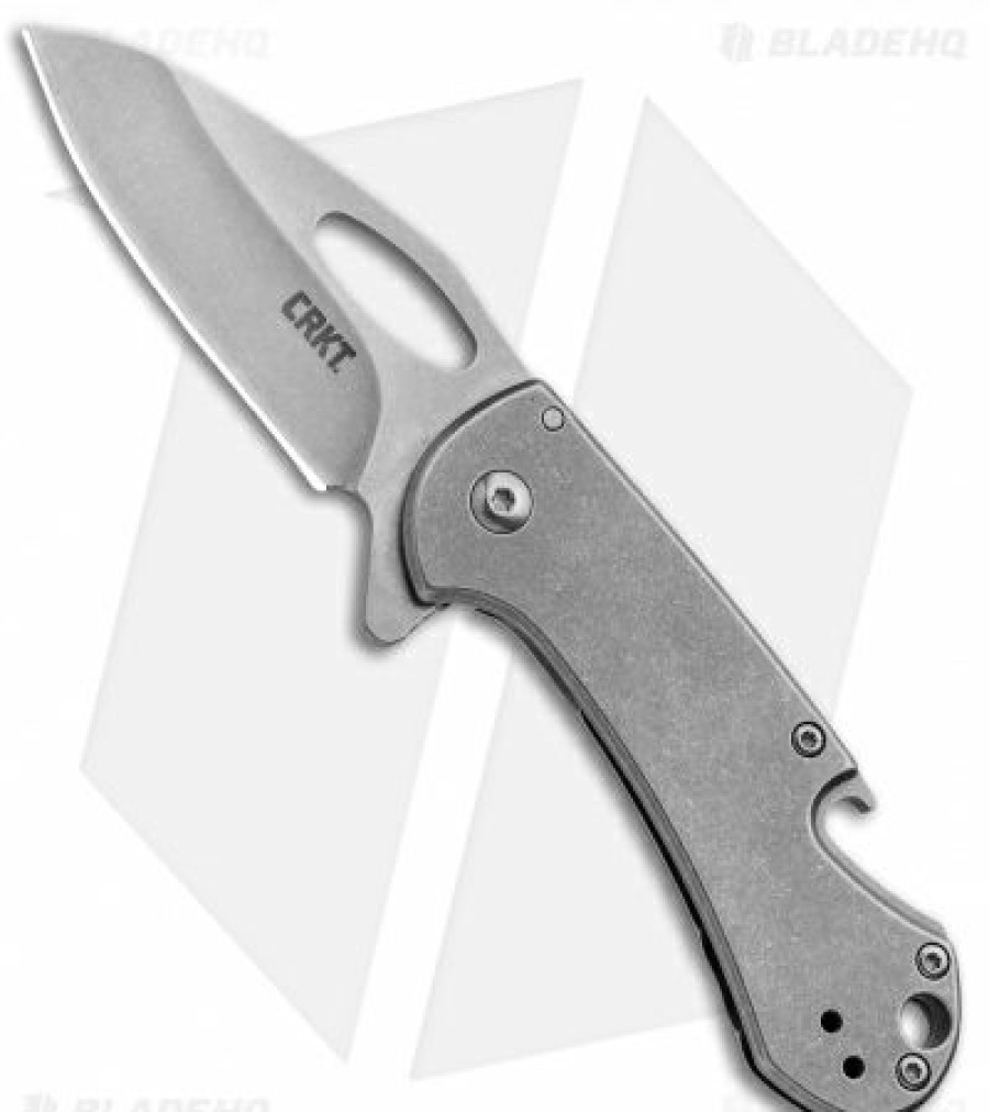 Pocket Knives *  | Lower Prices Crkt Bev-Edge Flipper Knife W/ Bottle Opener (2.5 Stonewash) 4630